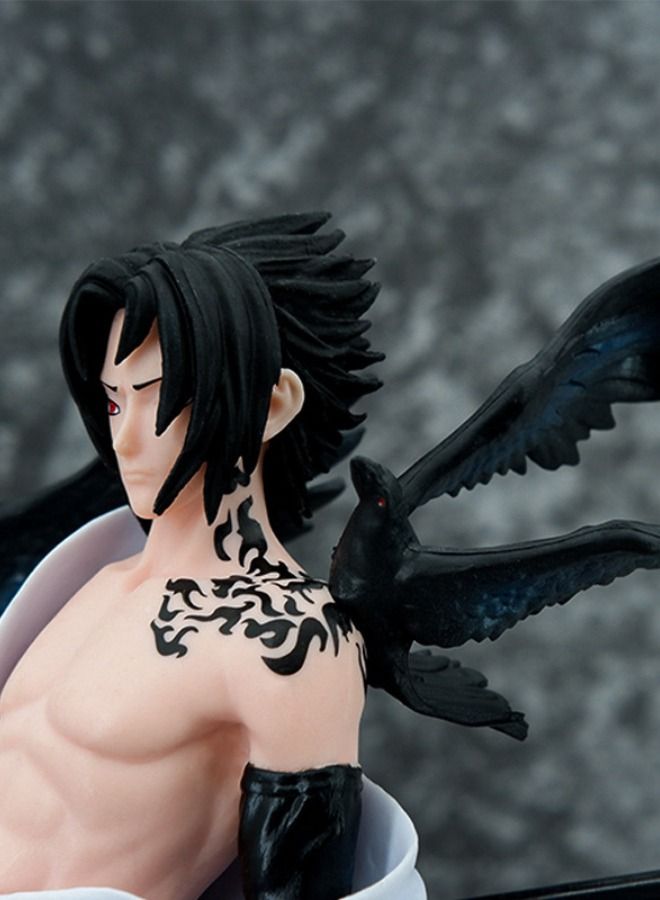 Naruto Uchiha Sasuke Action Figure with Base, Uchiha Sasuke Figure Toy, Anime Realistic Statue Figure, Super Collectible Model Statue Anime Figure Toy 27CM