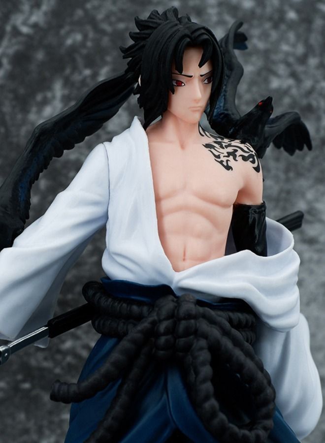 Naruto Uchiha Sasuke Action Figure with Base, Uchiha Sasuke Figure Toy, Anime Realistic Statue Figure, Super Collectible Model Statue Anime Figure Toy 27CM