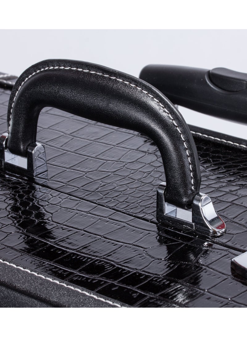 Portable Mobile Rolling Makeup Hair Salon Stylist Train Case Key Black