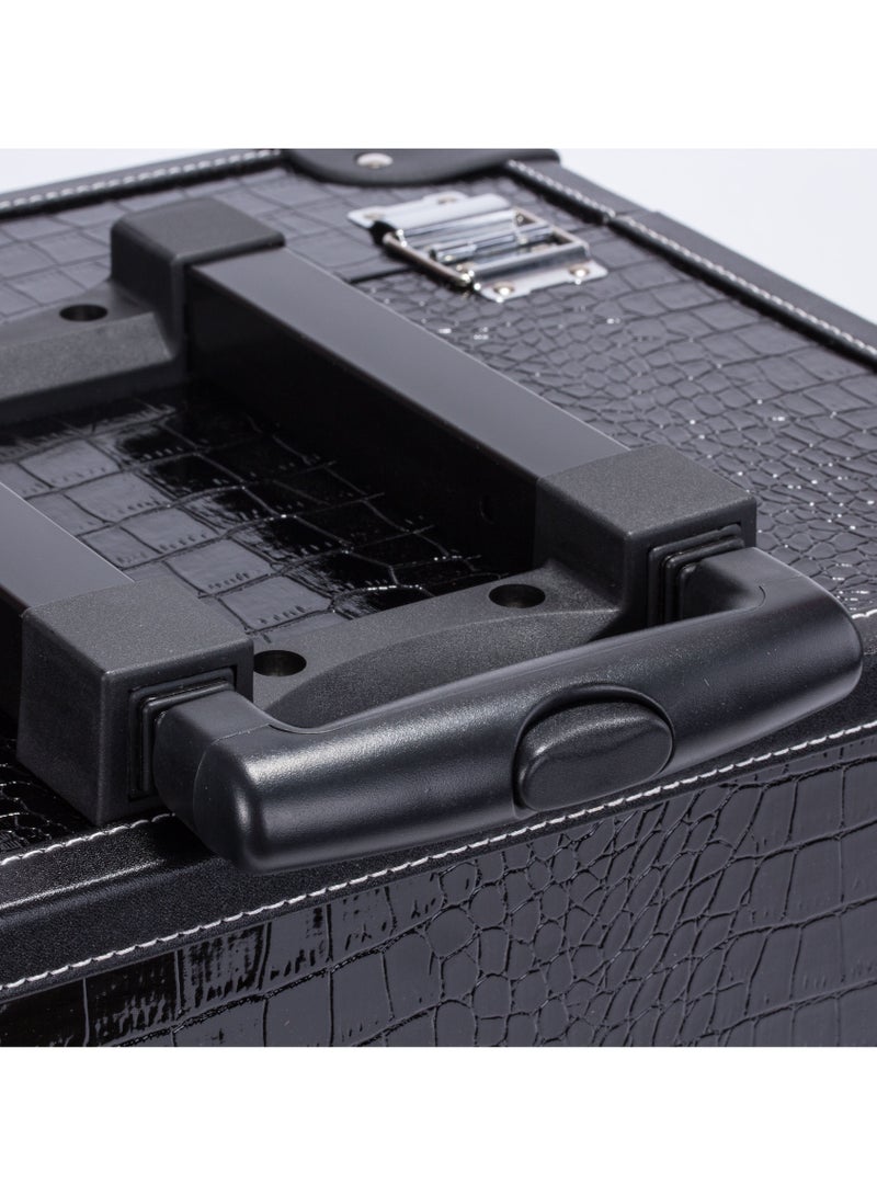 Portable Mobile Rolling Makeup Hair Salon Stylist Train Case Key Black