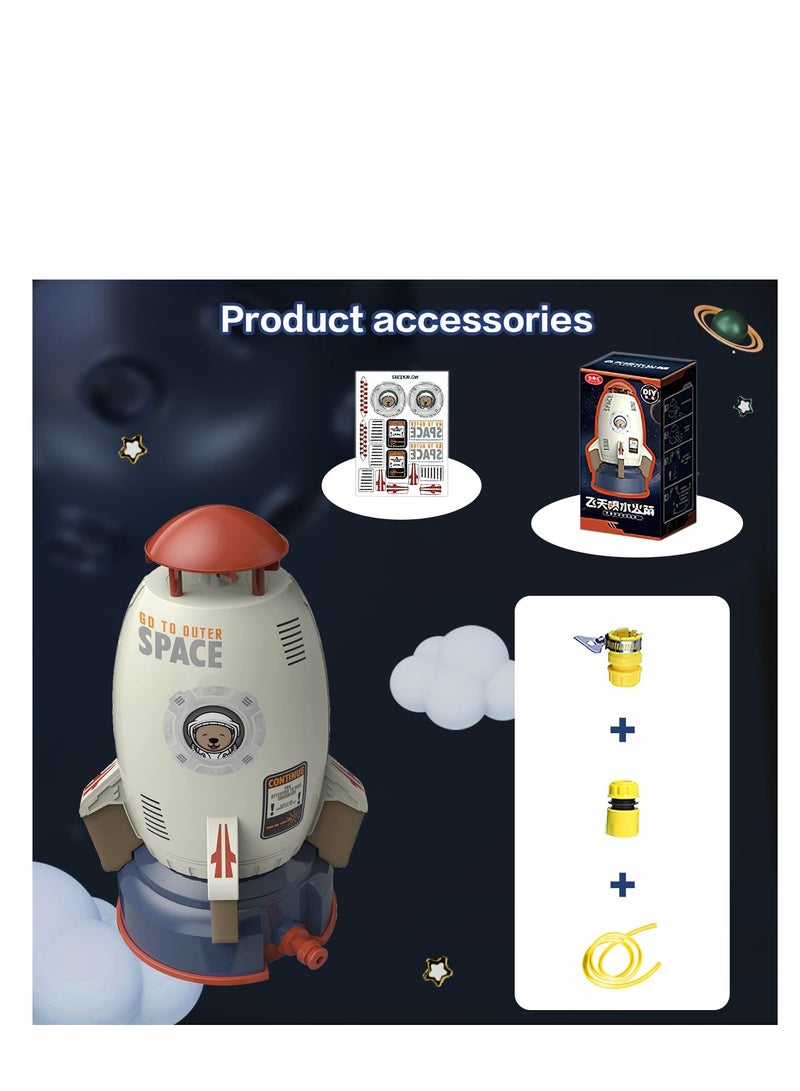 Outdoor Sprinkler for Kids, Rocket Launch Sprinkler Toy, Hydro Launch Water Rocket Toys for Kids, Garden Sprinkler 360 Degree Rotation Rocket Sprinkler for Kids(Gray)