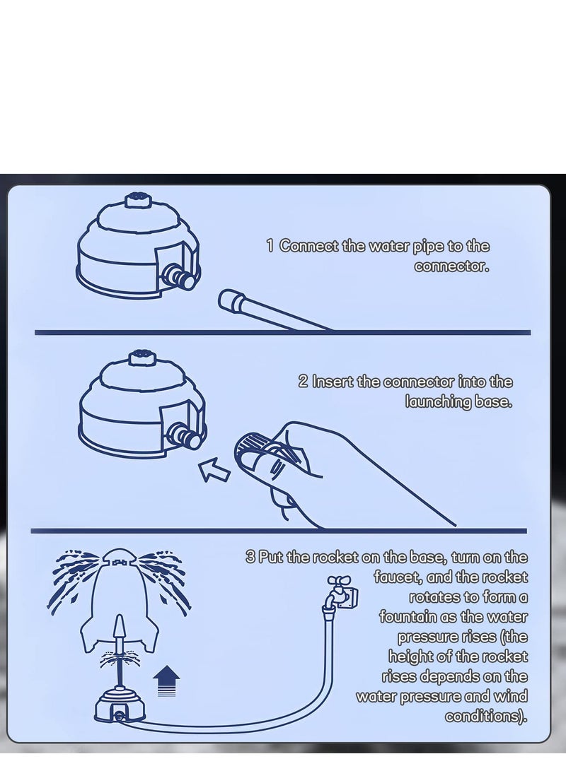 Outdoor Sprinkler for Kids, Rocket Launch Sprinkler Toy, Hydro Launch Water Rocket Toys for Kids, Garden Sprinkler 360 Degree Rotation Rocket Sprinkler for Kids(Gray)