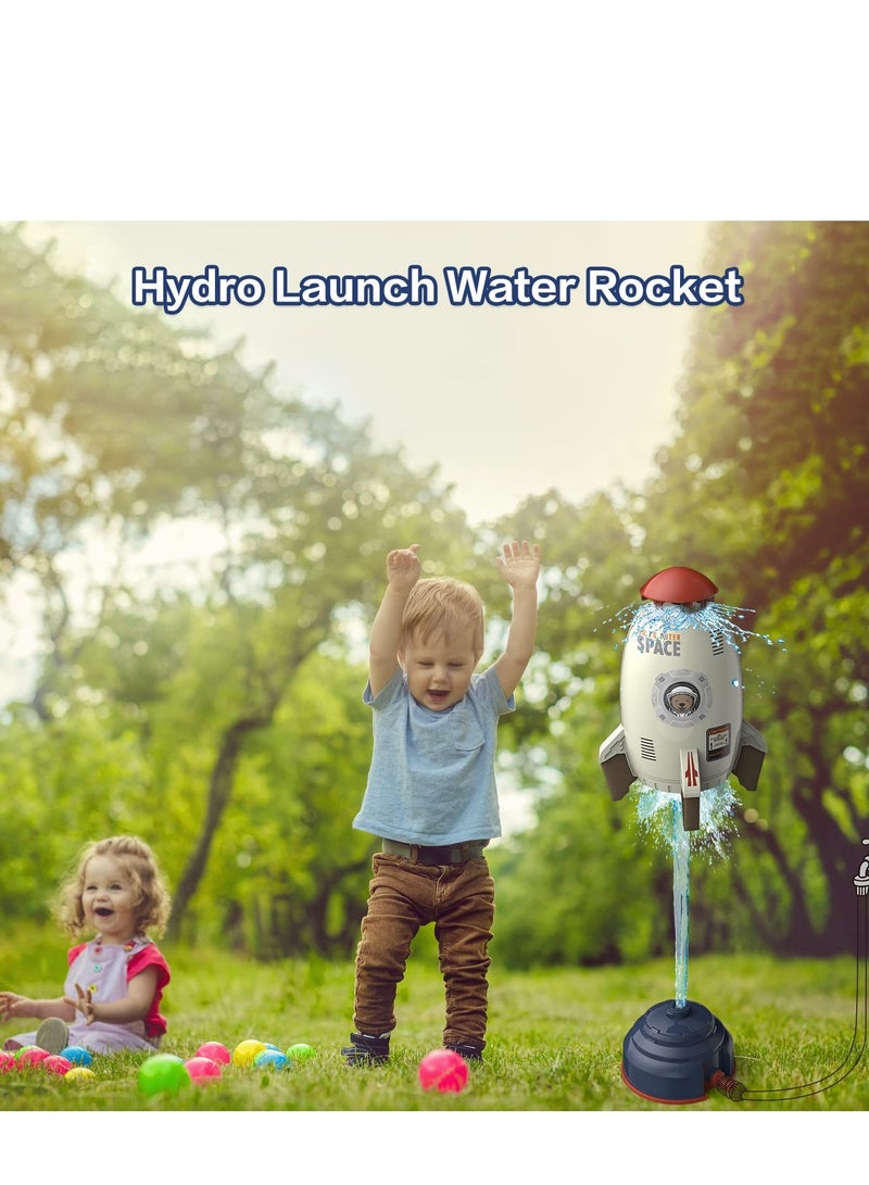 Outdoor Sprinkler for Kids, Rocket Launch Sprinkler Toy, Hydro Launch Water Rocket Toys for Kids, Garden Sprinkler 360 Degree Rotation Rocket Sprinkler for Kids(Gray)