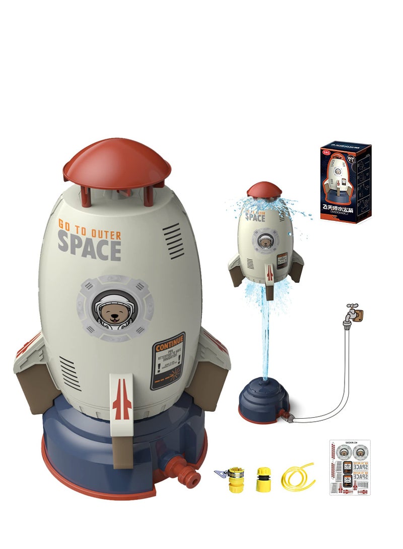 Outdoor Sprinkler for Kids, Rocket Launch Sprinkler Toy, Hydro Launch Water Rocket Toys for Kids, Garden Sprinkler 360 Degree Rotation Rocket Sprinkler for Kids(Gray)