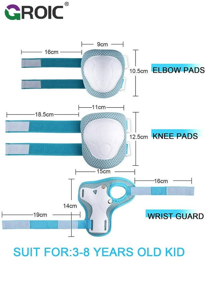 Kids Bike Helmet Set Skateboard Knee Pads - Kids Helmet Elbow Pads Wrist Guards Adjustable for 3~10yrs Girl Boy Kids Protective Gear Set for Sport Cycling Bike Roller Skating Scooter