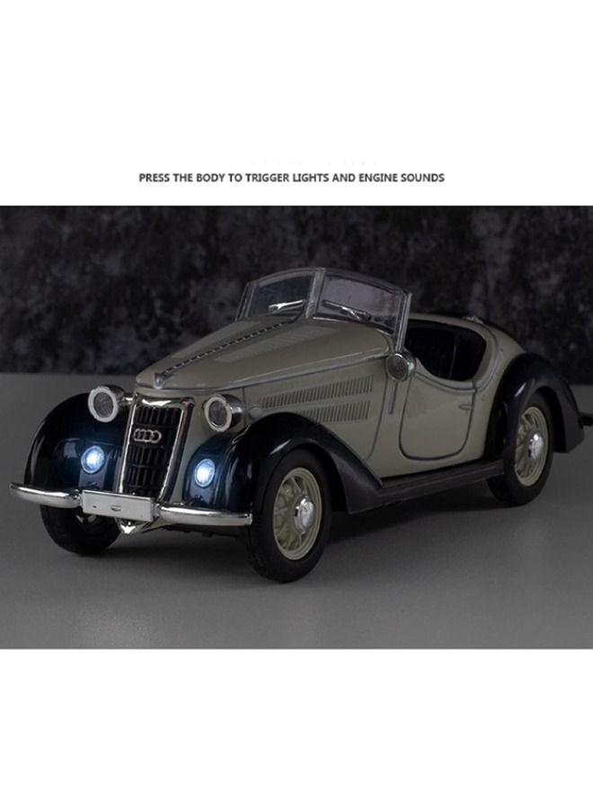 1:32 Audii Car Model Toy, Audii Vintage Convertible Metal Die Casting Alloy Simulation Car Model, Sound and Light Pull Back Model Car, Alloy Collectible Toy Car