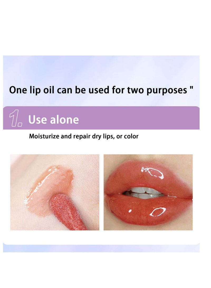 Hydrating Lip Oil Plumping Lip Tint Moisturizing Lip Gloss, Plump Lip Gloss Lip Care Transparent Toot Lip Oil Tinted, Glass Lip Glow Oil Fresh Texture, Long Lasting Nourishing Lip Glow