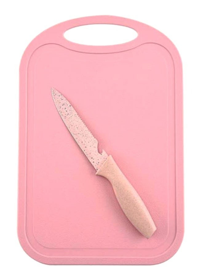 7-Piece Wheat Straw Kitchen Knife With Cutting Board Set Pink 21.5x32x32cm