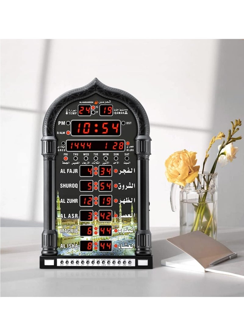 HA-4008 LED Digital Muslim Clock Islamic Wall Clock, Mosque Prayer Times Wall Clock, Masjid Clock with Complete Azaan (Black)
