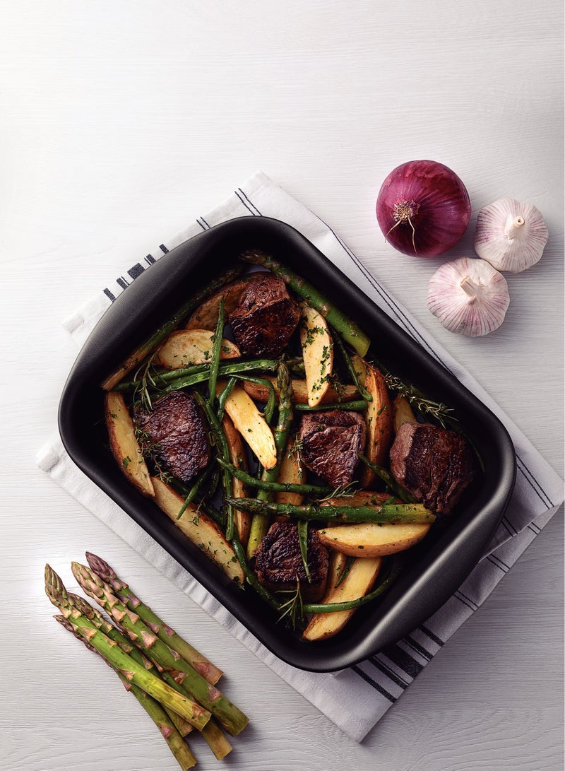 Brasil 40cm 7.2L Black Aluminum Deep Roasting Pan with Interior and Exterior Starflon Max PFOA Free Nonstick Coating