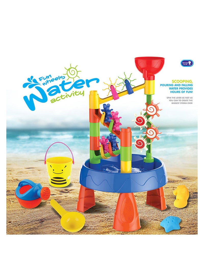 Waterwheel Funnel Beach Table Set Summer Beach Playing Children's Toys,Fun Wheels Water Table Outdoor Toy Water Fun Sand Beach Activity
