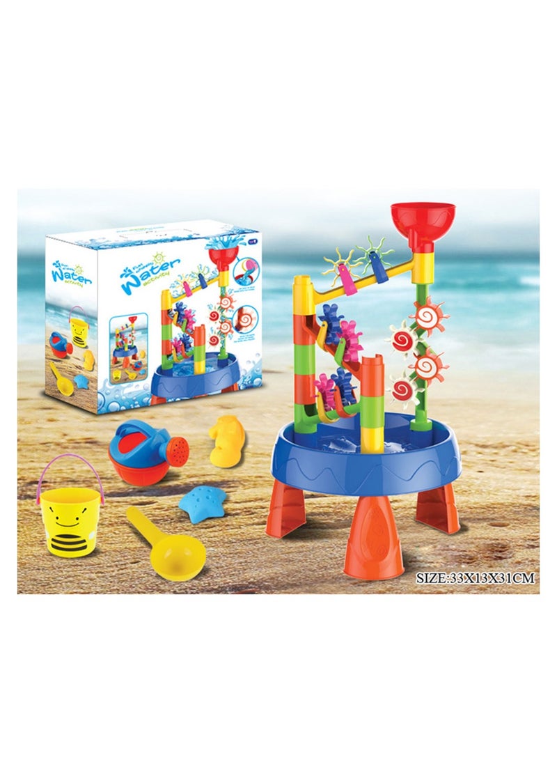 Waterwheel Funnel Beach Table Set Summer Beach Playing Children's Toys,Fun Wheels Water Table Outdoor Toy Water Fun Sand Beach Activity