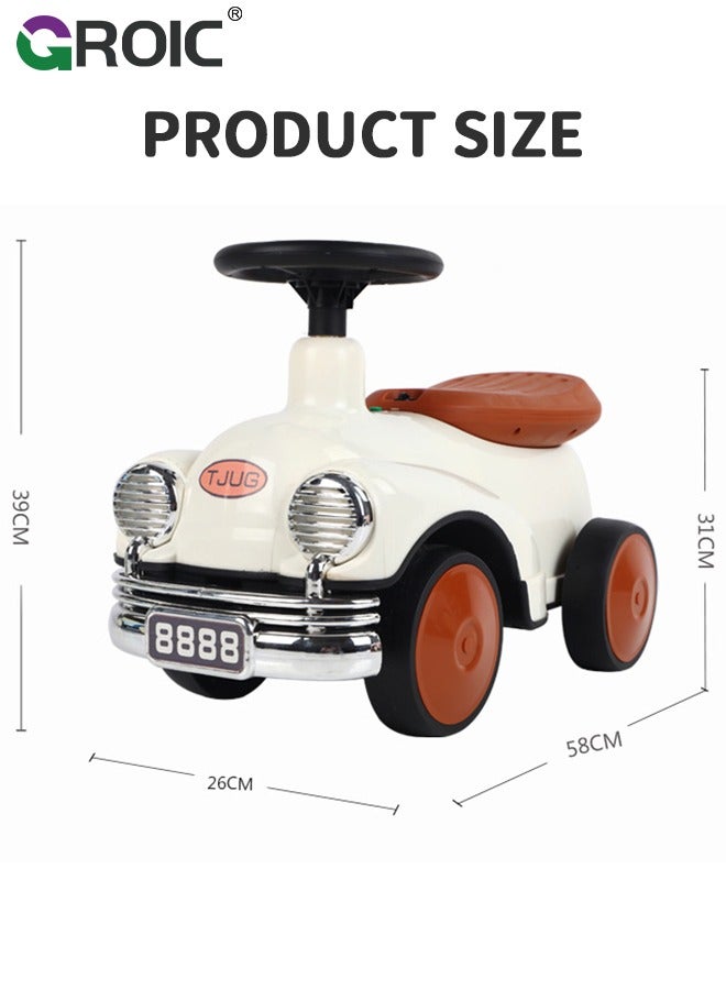 Toddler Scooter, Baby Ride-on Toy, Activity Walker Baby Racing Car, No Pedal & 4 Silence Wheels & Widened Seat & Wonderful Children's Music & Cool Headlights & Seat Storage Space Riding Toys
