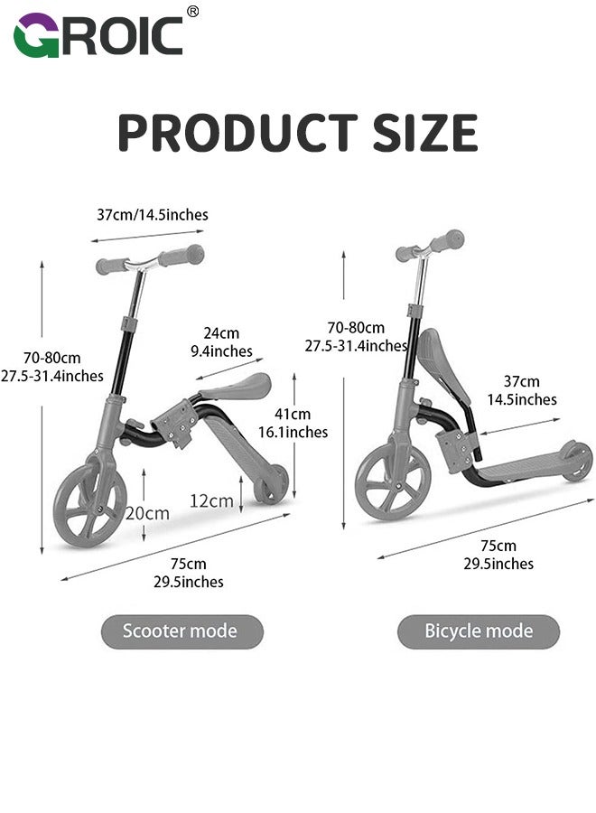 2 in 1 Deformable Kids Kick Scooter Child Walker Balance Car Multifunctional Balance Bike With Adjustable Handlebar Suitable for Kids