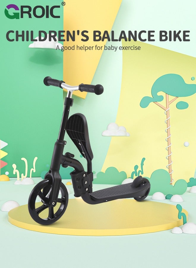 2 in 1 Deformable Kids Kick Scooter Child Walker Balance Car Multifunctional Balance Bike With Adjustable Handlebar Suitable for Kids