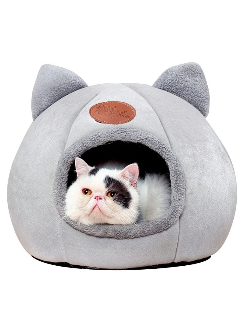 Cat Cave Bed, Warm and Comfortable Cat Bed 36*36*36cm Foldable Cat Tent with Non-slip Bottom Semi-enclosed Cat Cave Nest Cozy Sleeping Bed for Cats