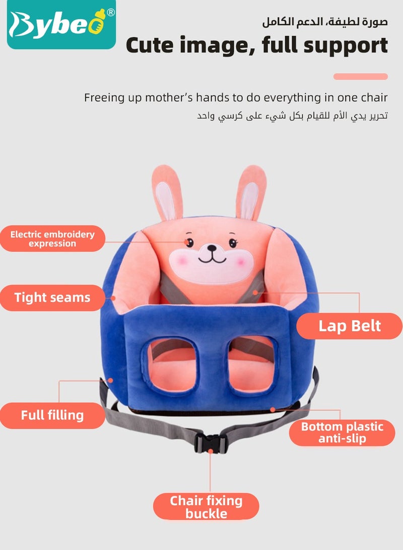 Baby Sofa Learn Sitting Chair, Nursery Sit Support Plush Seat, Soft Hugging Pillow Cushion, Infant Floor Seats with Safety Belts, Non-slip Armchair, Cartoon Animal Design, Gift for Kids Boys Girls