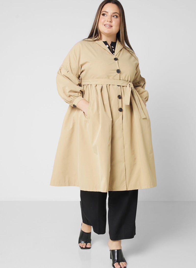 Puff Sleeve Belted Coat