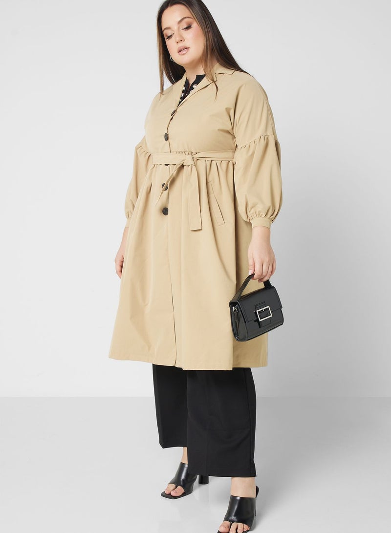 Puff Sleeve Belted Coat