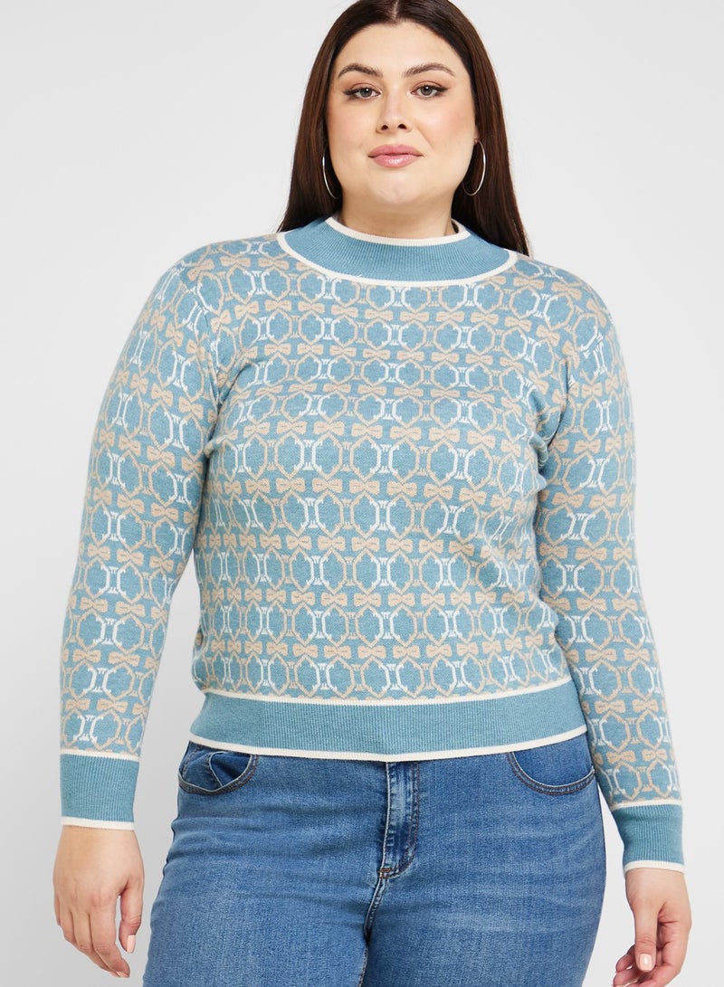 Printed Crew Neck Sweater