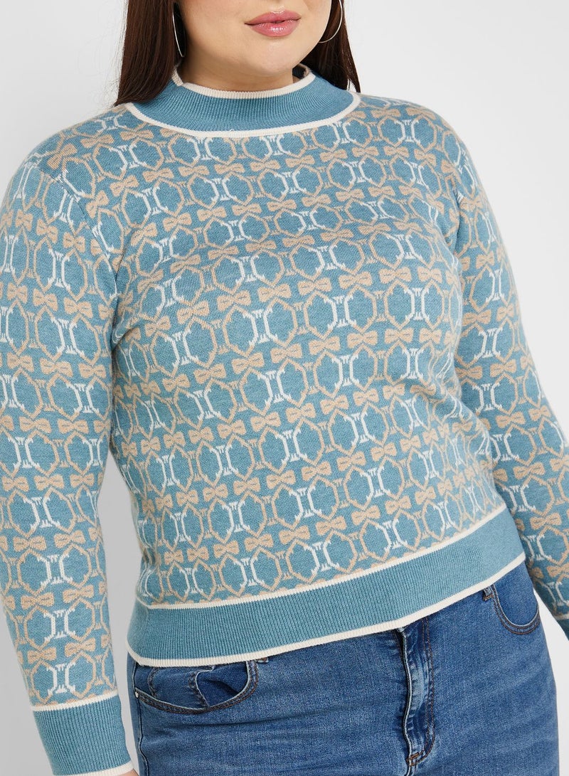 Printed Crew Neck Sweater