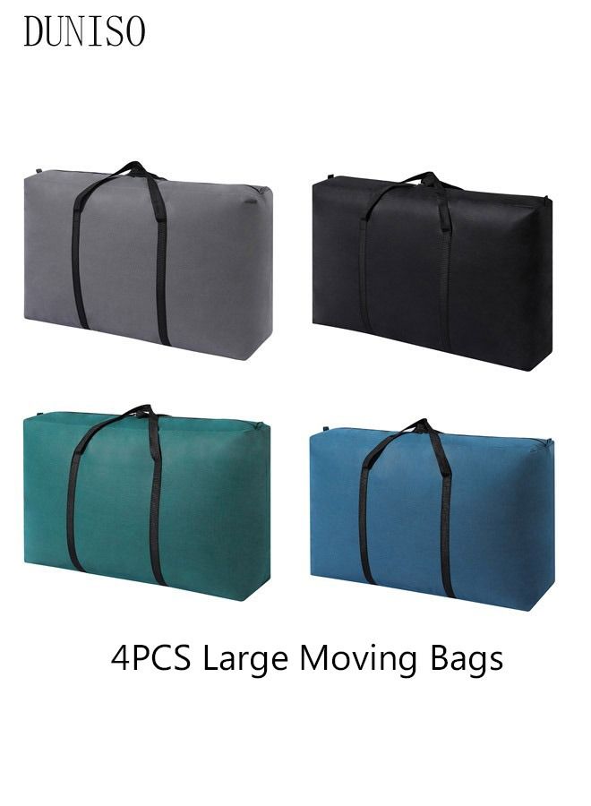 4PCS Large Moving Bags with Strong Zippers & Carrying Handles Storage Bags Storage Totes for Clothes Moving Supplies Space Saving Oversized Storage Bag Organizer for Moving Traveling