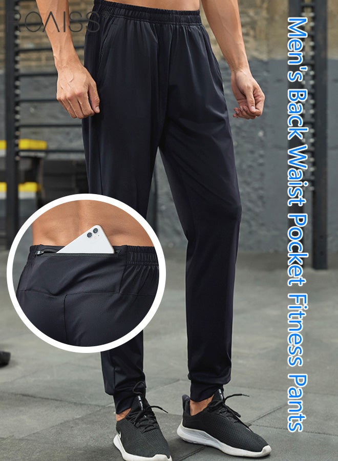 Men'S Sports Fast Drying Pants Elastic Waist And Zippered Back Waist Pocket Design Ankle Tightening Running Pants