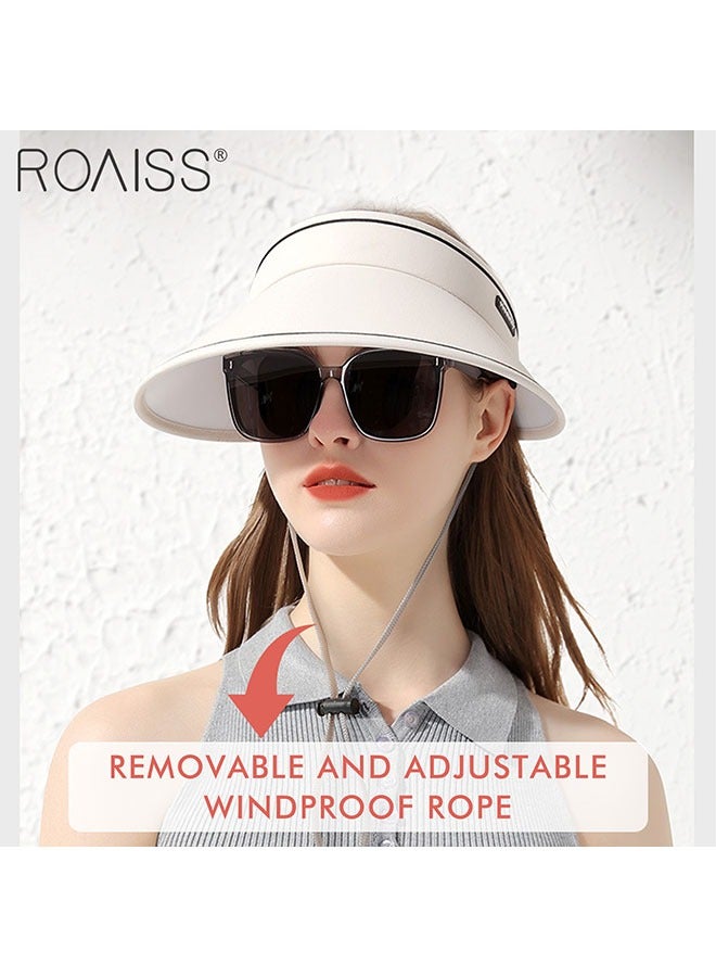 2-Piece Women's Sun Protection Caps Widened Brim Headless Outdoor Hat Adjustable And Foldable Storage