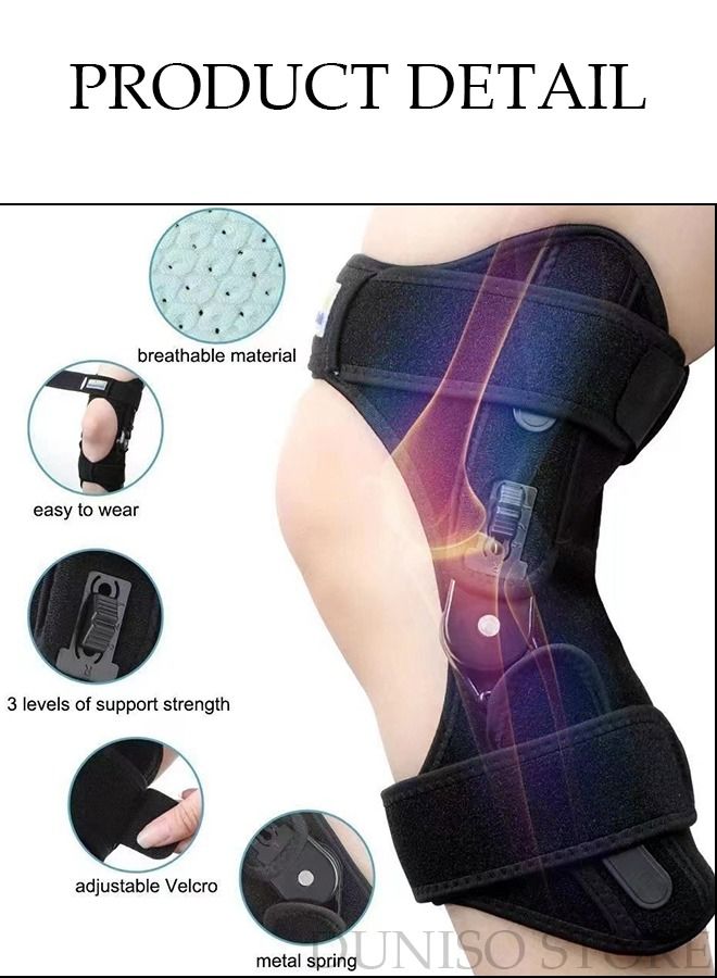 Knee Pad Knee Brace for Left Leg with Side Stabilizers and Patella Gel Pads Adjustable Compression Knee Support Braces for Knee Pain Meniscus Tear ACL MCL Arthritis Joint Pain Relief Injury Recovery