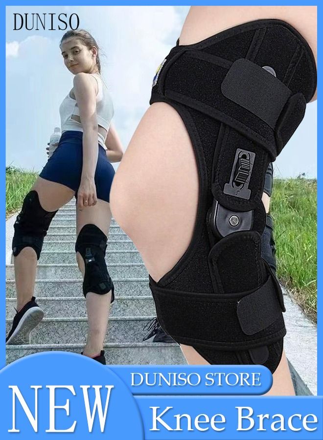 Knee Pad Knee Brace for Left Leg with Side Stabilizers and Patella Gel Pads Adjustable Compression Knee Support Braces for Knee Pain Meniscus Tear ACL MCL Arthritis Joint Pain Relief Injury Recovery