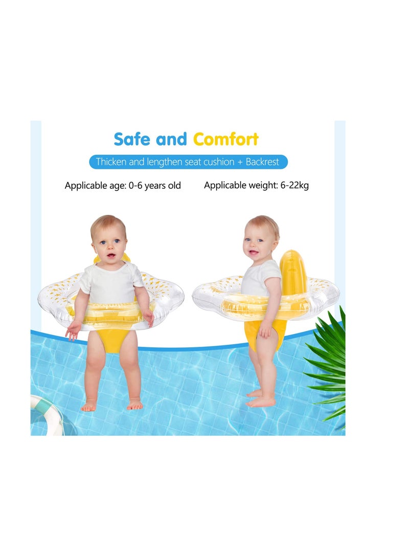 Baby Swimming Float Ring, Inflatable Baby Swim Float Pool Swim Ring Safety Seat, Comfort No FILP Thicken Smooth Baby Floatie Ring for Infant Toddler Kid 0 6 Years Old and Weight 6 22 kg Yellow