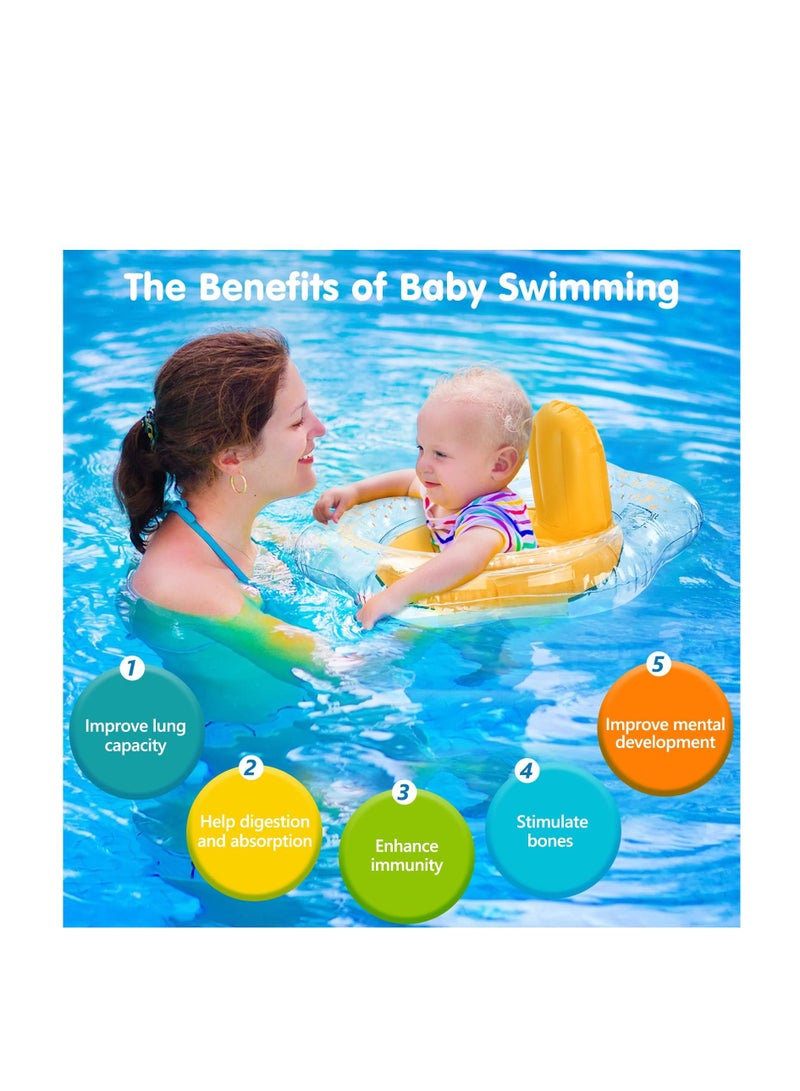 Baby Swimming Float Ring, Inflatable Baby Swim Float Pool Swim Ring Safety Seat, Comfort No FILP Thicken Smooth Baby Floatie Ring for Infant Toddler Kid 0 6 Years Old and Weight 6 22 kg Yellow