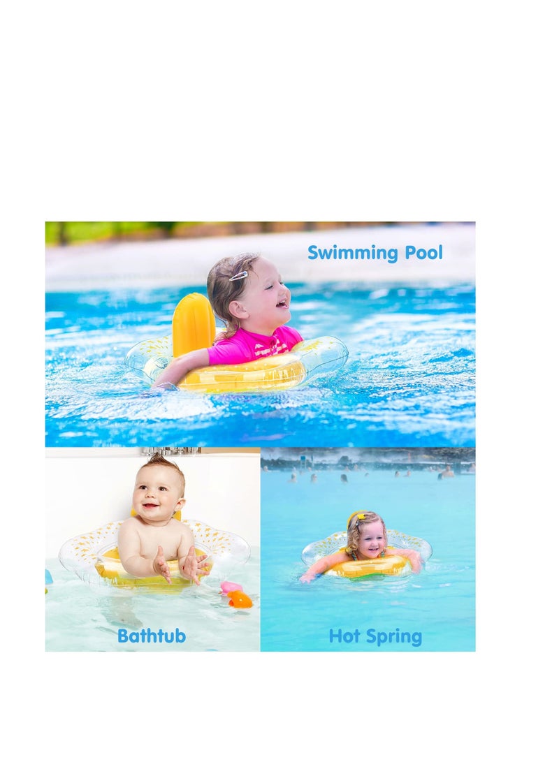 Baby Swimming Float Ring, Inflatable Baby Swim Float Pool Swim Ring Safety Seat, Comfort No FILP Thicken Smooth Baby Floatie Ring for Infant Toddler Kid 0 6 Years Old and Weight 6 22 kg Yellow
