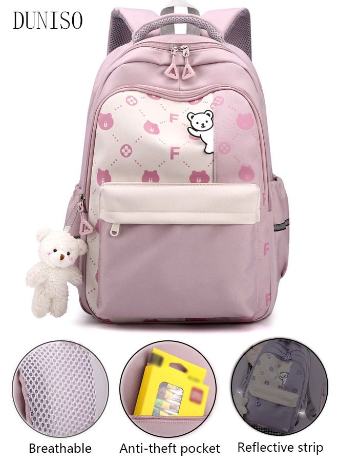 Girls School Backpacks Cute Book Bag with Compartments for Teen Girl Kid Students Elementaryac School Kids' School Bag