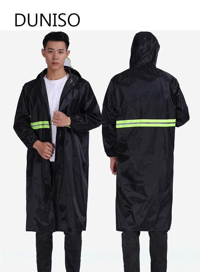 Mens Long Raincoat Waterproof Rain Jacket Hooded Rain Poncho Lightweight Emergency Jacket for Outdoor Activities