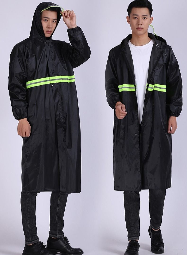 Mens Long Raincoat Waterproof Rain Jacket Hooded Rain Poncho Lightweight Emergency Jacket for Outdoor Activities