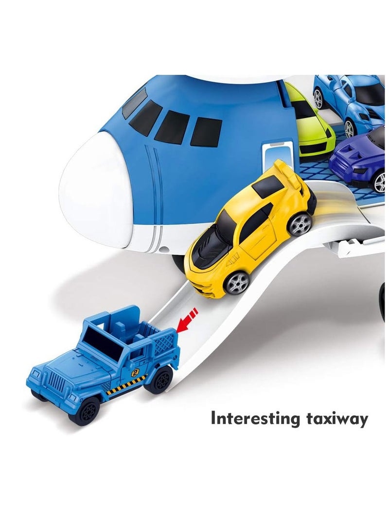 COOLBABY Airplane Toys Aircraft Carrier Toy Helicopter Toy Set Car Track Cargo Plane Toys for Kids Simulated Transport Car Park