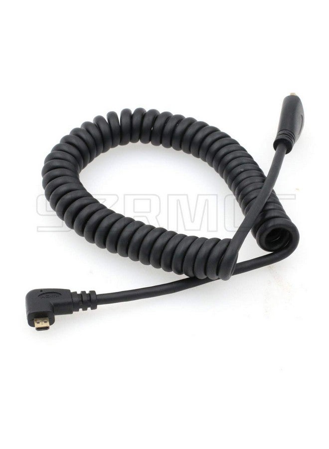 Left Angled Micro Hdmi To Hdmi High Speed Coiled Cable For Tablet Canon Sony Dslr Camera Atomos Monitor