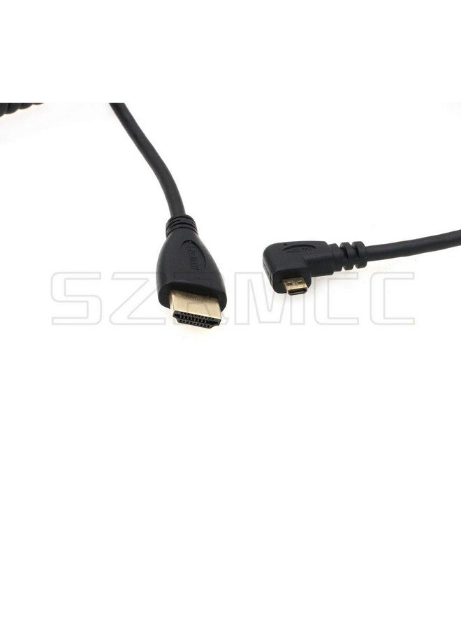 Left Angled Micro Hdmi To Hdmi High Speed Coiled Cable For Tablet Canon Sony Dslr Camera Atomos Monitor