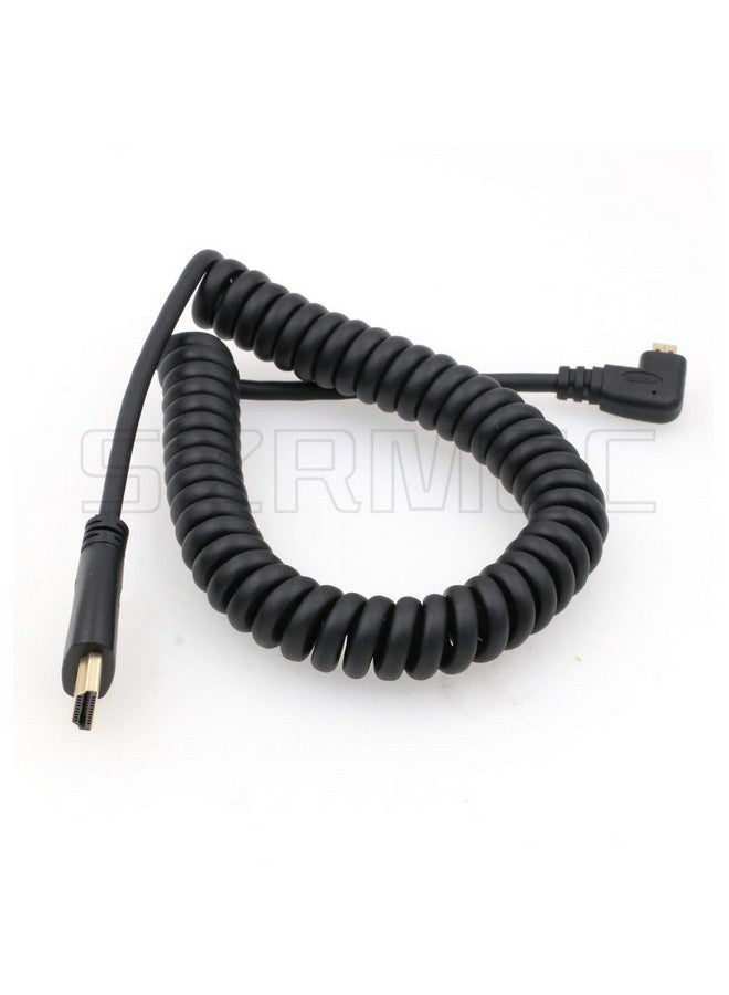 Left Angled Micro Hdmi To Hdmi High Speed Coiled Cable For Tablet Canon Sony Dslr Camera Atomos Monitor