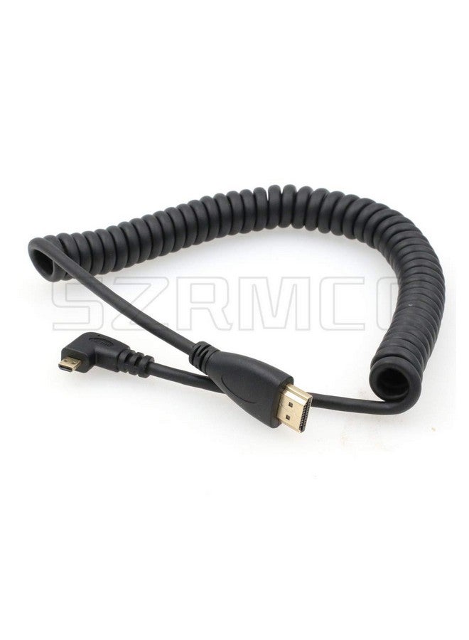 Left Angled Micro Hdmi To Hdmi High Speed Coiled Cable For Tablet Canon Sony Dslr Camera Atomos Monitor