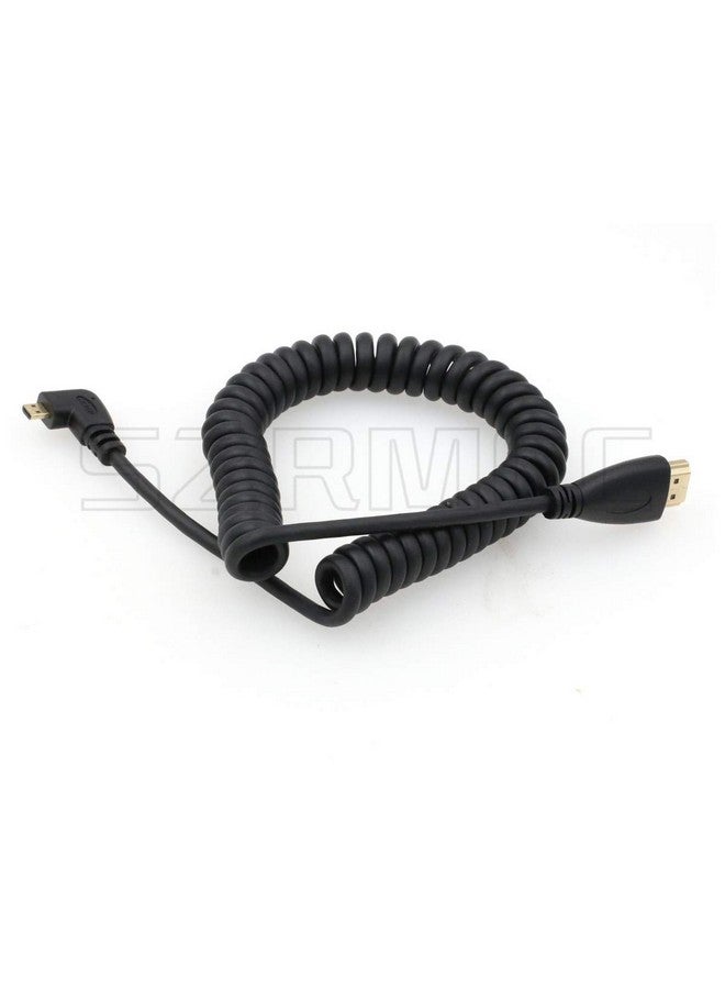 Left Angled Micro Hdmi To Hdmi High Speed Coiled Cable For Tablet Canon Sony Dslr Camera Atomos Monitor