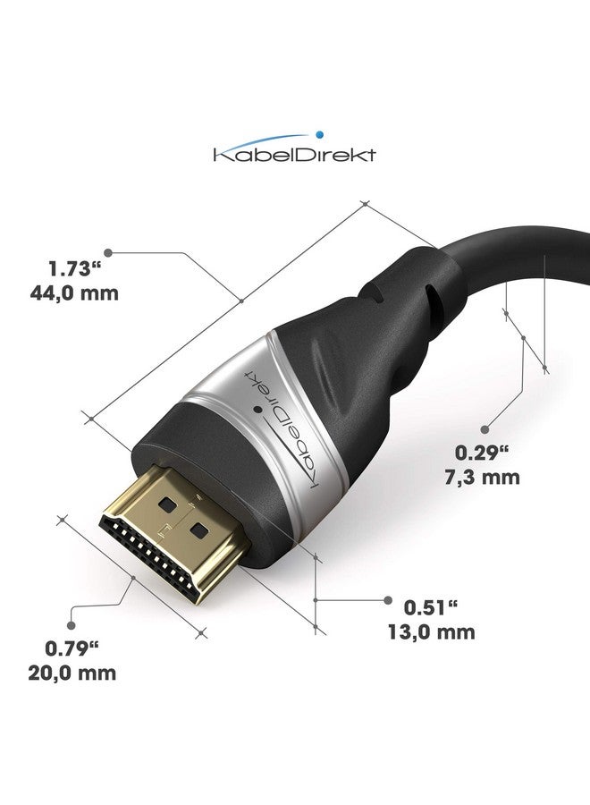 8K Hdmi 2.1 Cable 10Ft Ultra High Speed Hdmi Cord Officially Licensed & Designed In Germany (Hdmi 2.1 Certified 8K@60Hz Hdmi Earc Perfect For Ps5 Xbox Switch Silver Black) By Cabledirect