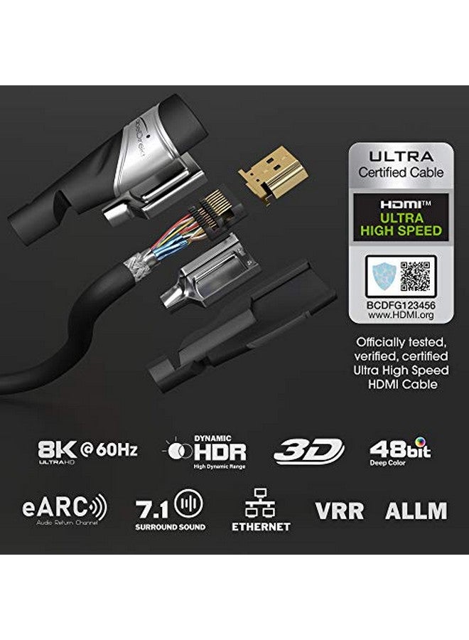 8K Hdmi 2.1 Cable 10Ft Ultra High Speed Hdmi Cord Officially Licensed & Designed In Germany (Hdmi 2.1 Certified 8K@60Hz Hdmi Earc Perfect For Ps5 Xbox Switch Silver Black) By Cabledirect