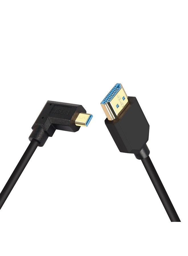 Short 8K Micro Hdmi To Hdmi Cable90 Degree Right Angle 1Ft 0.3M Ultra High Speed 48Gbps Micro Hdmi Male To Hdmi Male Cable Support 8K@60Hz 4K@120Hz(R)