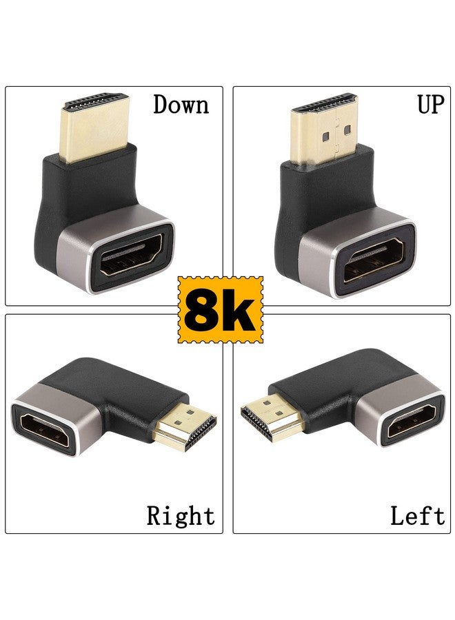 8K 90 Degree Angle Hdmi Male To Female Adapter Coupler Hdmi 2.1 Right Angle Lshape Extendersupport 8K@60Hz 4K@120Hz Hdr For Tv Projector Laptop Pc2Pcs(Bend Up)