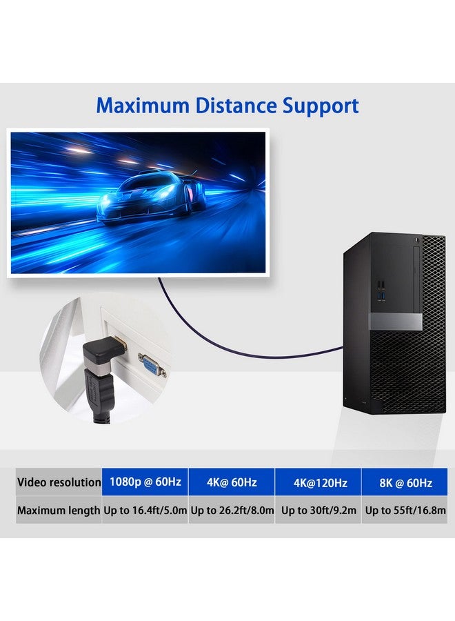 8K 90 Degree Angle Hdmi Male To Female Adapter Coupler Hdmi 2.1 Right Angle Lshape Extendersupport 8K@60Hz 4K@120Hz Hdr For Tv Projector Laptop Pc2Pcs(Bend Up)