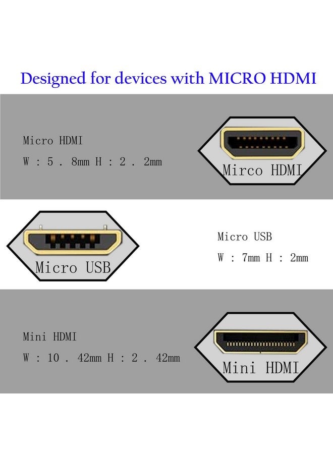 Micro Hdmi To Hdmi Cable Adapter 50Cm 90 Degree Angle Micro Hdmi Male To Hdmi Male Connector Supports 3D 4K 60Hz 1080P Ethernet Audio Return 50Cm (2Pack Each Of Up Angle And Down Angle)