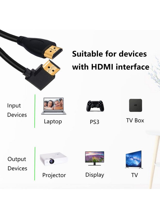 4K Hdmi Cable 1.490 Degrees Angle Hdmi Male To Male Cable 4K@30Hzgoldplated Connectorsupport Arc 3D Ethernetfor Hd Tv Lactop Pcprojectorblack(1M 3.2Ft) (Black Straight To Left)