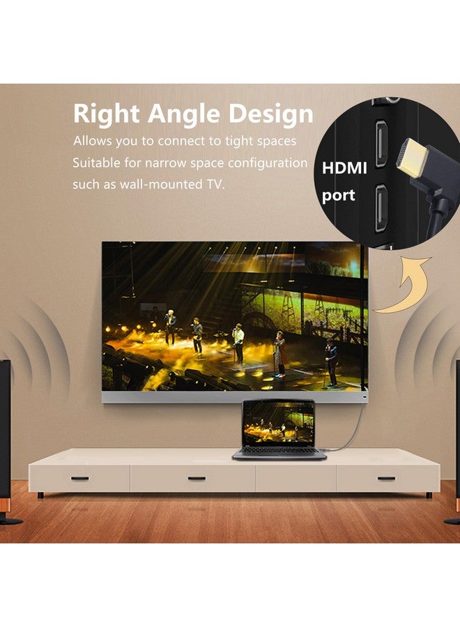 4K Hdmi Cable 1.490 Degrees Angle Hdmi Male To Male Cable 4K@30Hzgoldplated Connectorsupport Arc 3D Ethernetfor Hd Tv Lactop Pcprojectorblack(1M 3.2Ft) (Black Straight To Right)